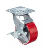 Колесо большегрузное полиуретановое поворотное с тормозом 125мм (SCPB55)