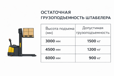 Остаточная грузоподъемность штабелера по высоте